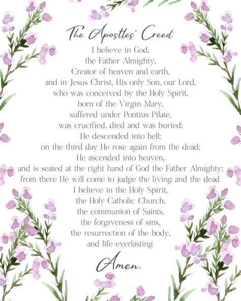 Apostles' Creed Prayer New Version Printable