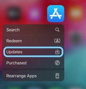 App Store Updates tab
