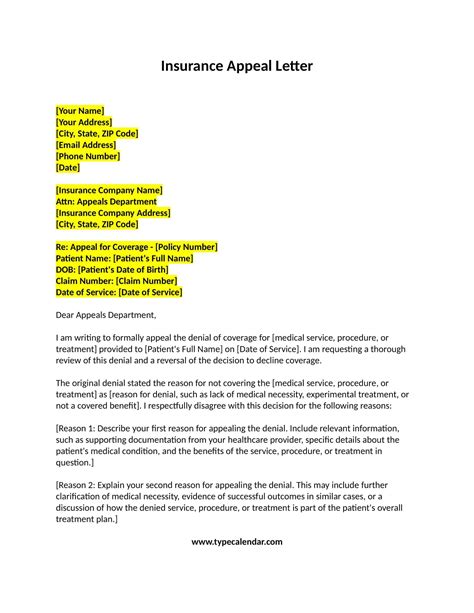 Appeal Letter Format Example For Insurance Sample Claims Pdf Throughout