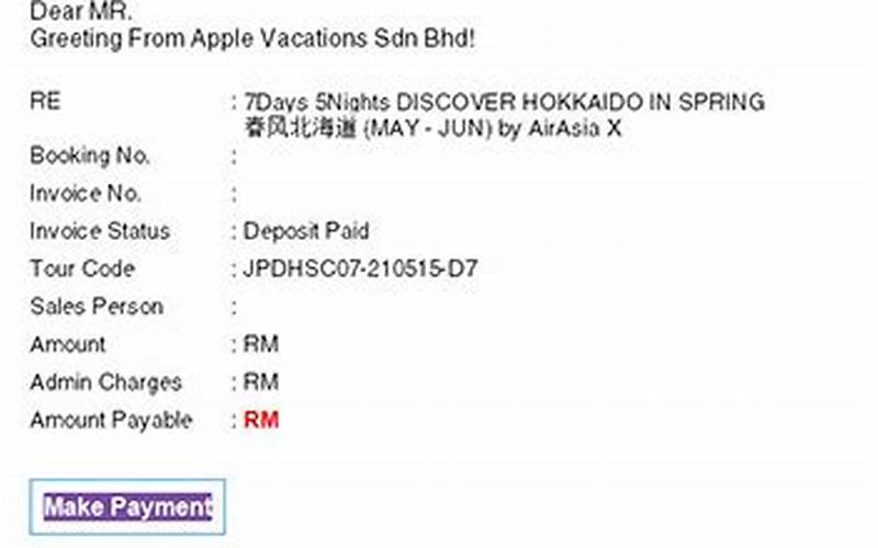 Apple Vacation Malaysia Feedback
