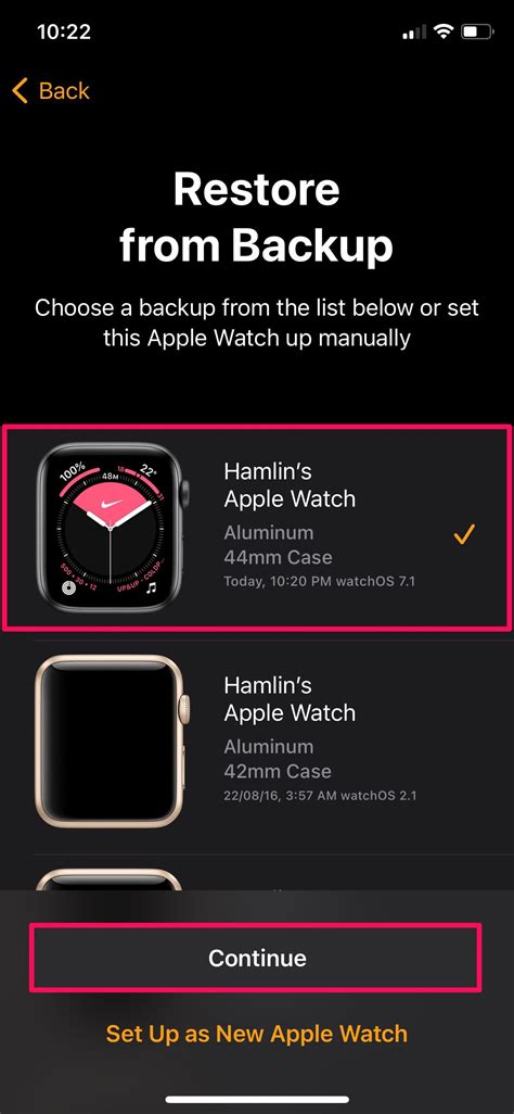 Apple Watch backup