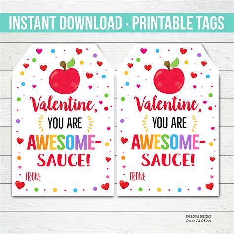 Applesauce Valentine Printable