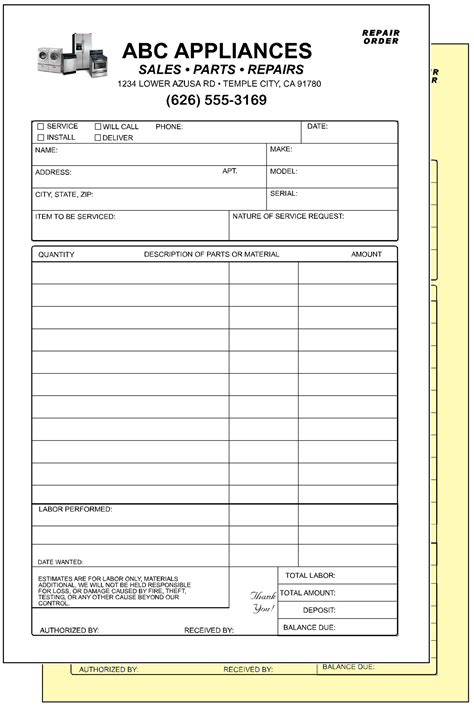 Free Appliance Repair Invoice Template Of Auto Repair Invoice Templates