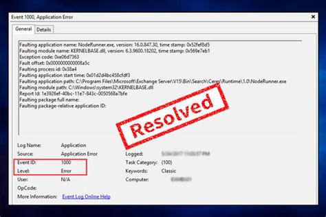 Application Error Event ID 1000