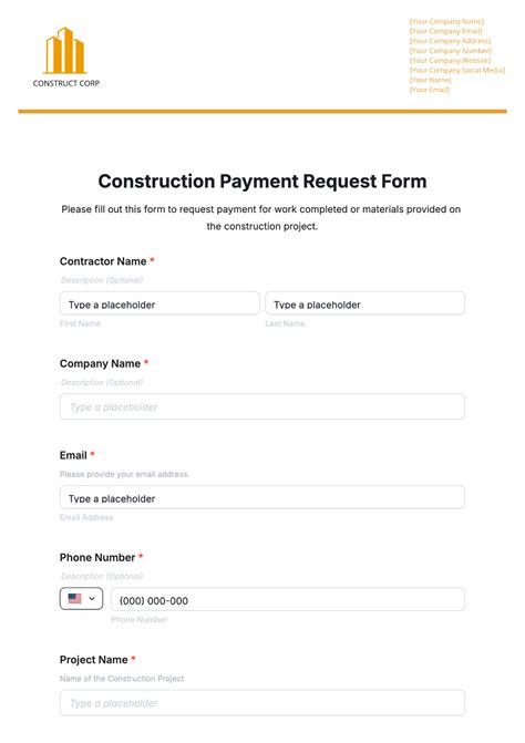 Application For Payment Construction Template