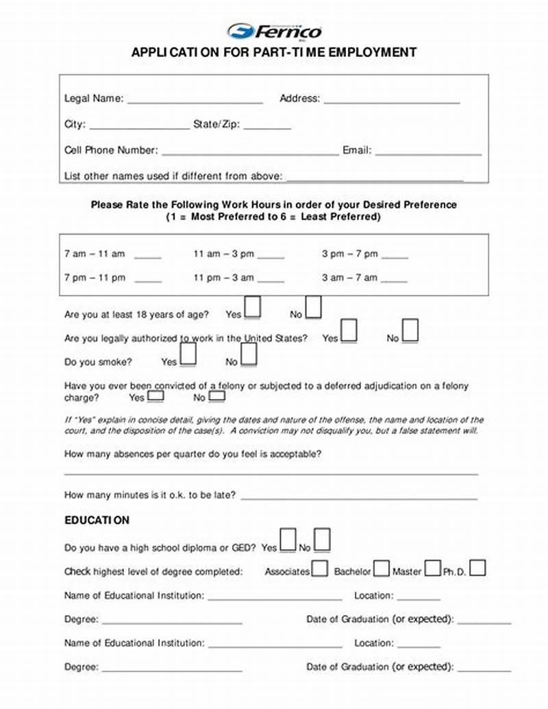 Application Form For Part Time Job