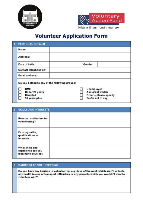 Application Form For Volunteer Work