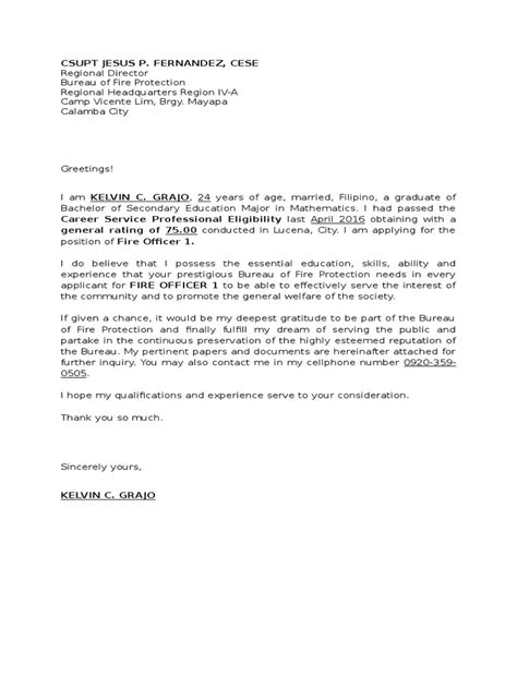 Application Letter Bfp