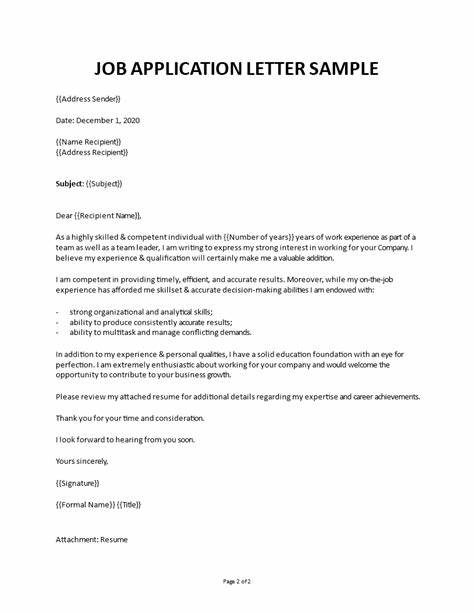 New format letter for of job a application 652