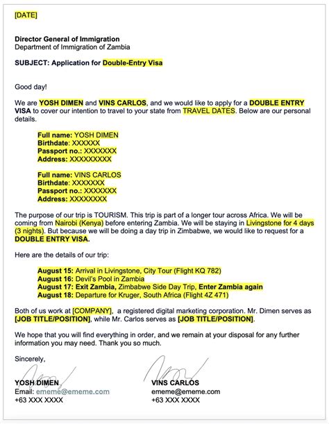 Application Letter Format Zambia