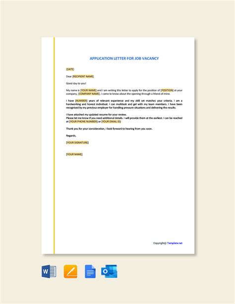 Application Letter Job Vacancy