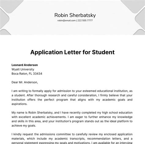 Application Letter Of Student
