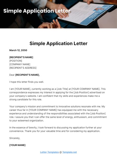 Application Letter Simple Example