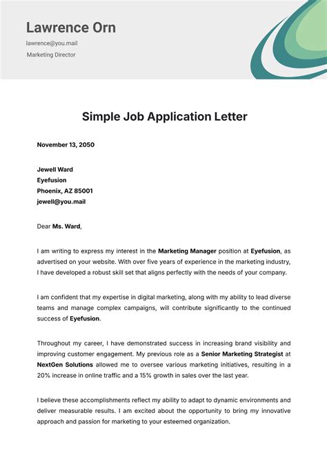 Application Letter Template Doc