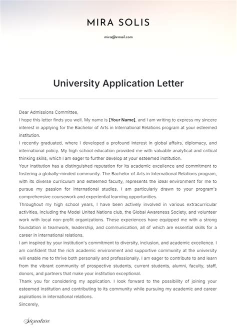 Application Letter University