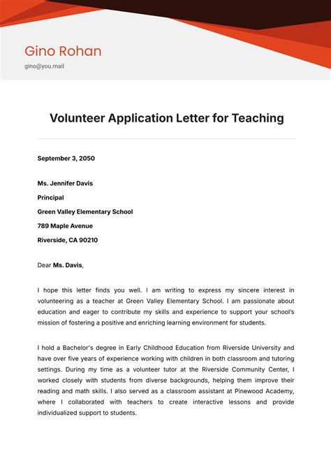 Application Letter Volunteer Teacher