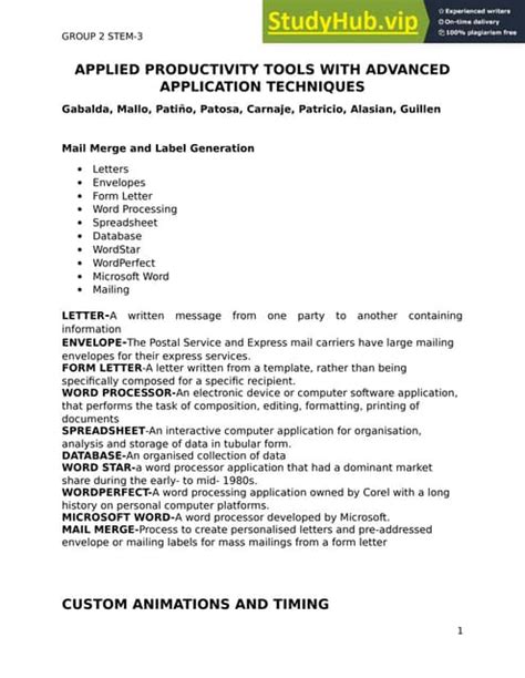 Application Timing and Techniques