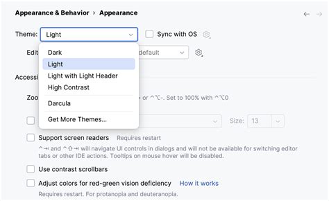 Application behavior settings and theme