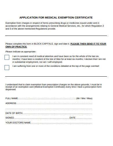 Application for Medical Exemption