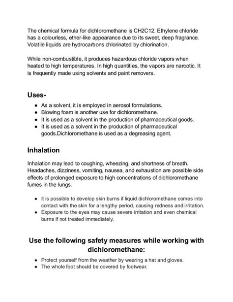 Applications of dichloromethane