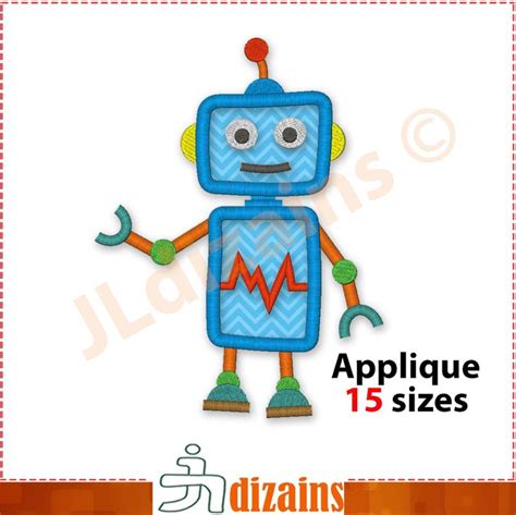 Applique Design Of A Robot Embroidery