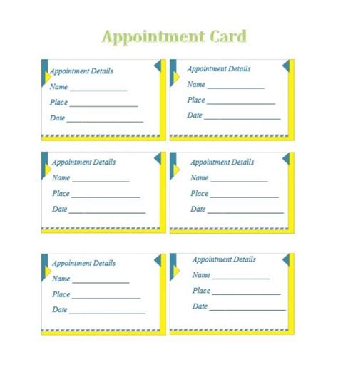 Appointment Card Template Word