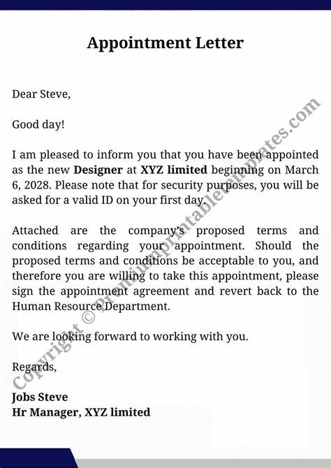 New of form appointment xxvi letter 320