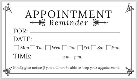 Appointment Reminder Template Printable