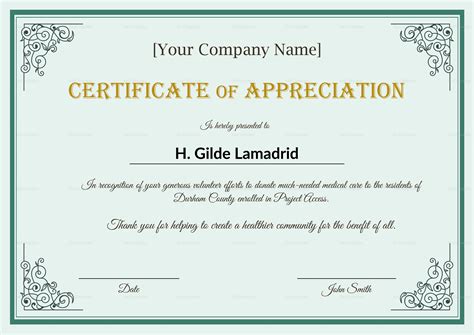 Appreciation Certificate For Good Work