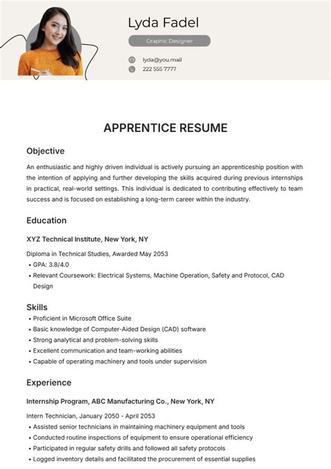 Apprentice Resume Template