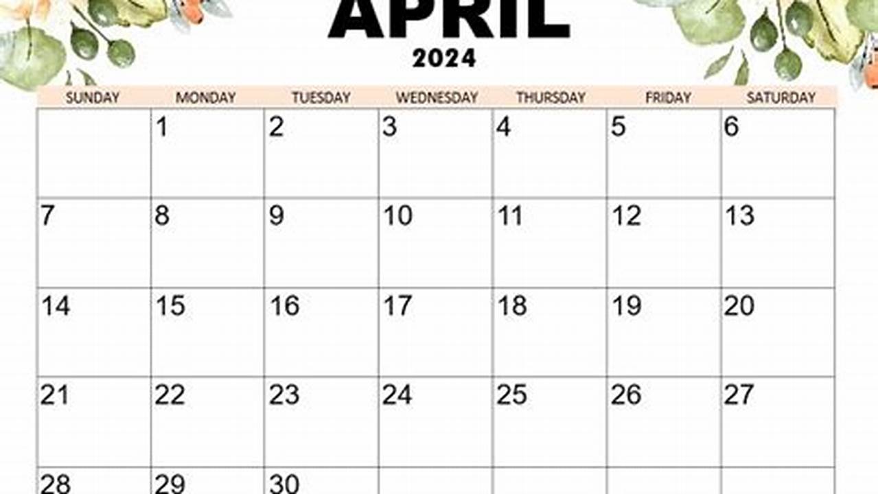April 2024 Calendar Cute Design Patterns