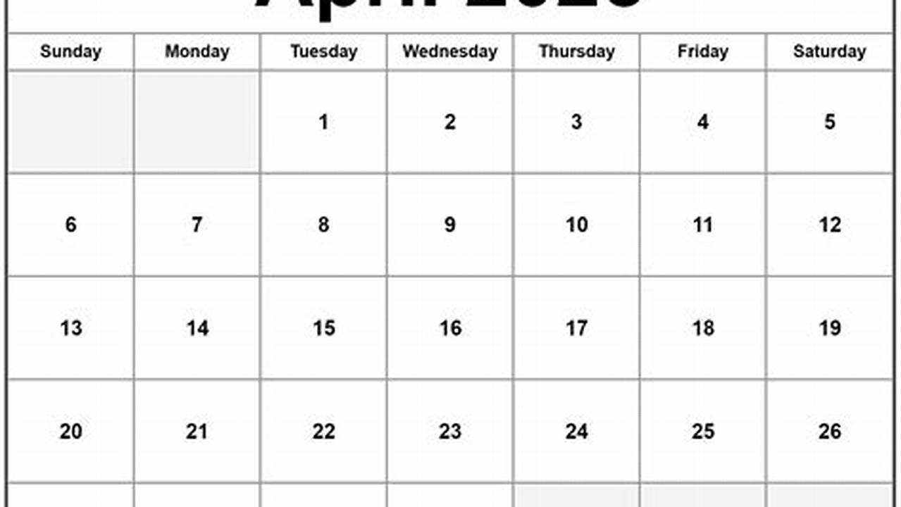 April 2025 Calendar Excel Excel