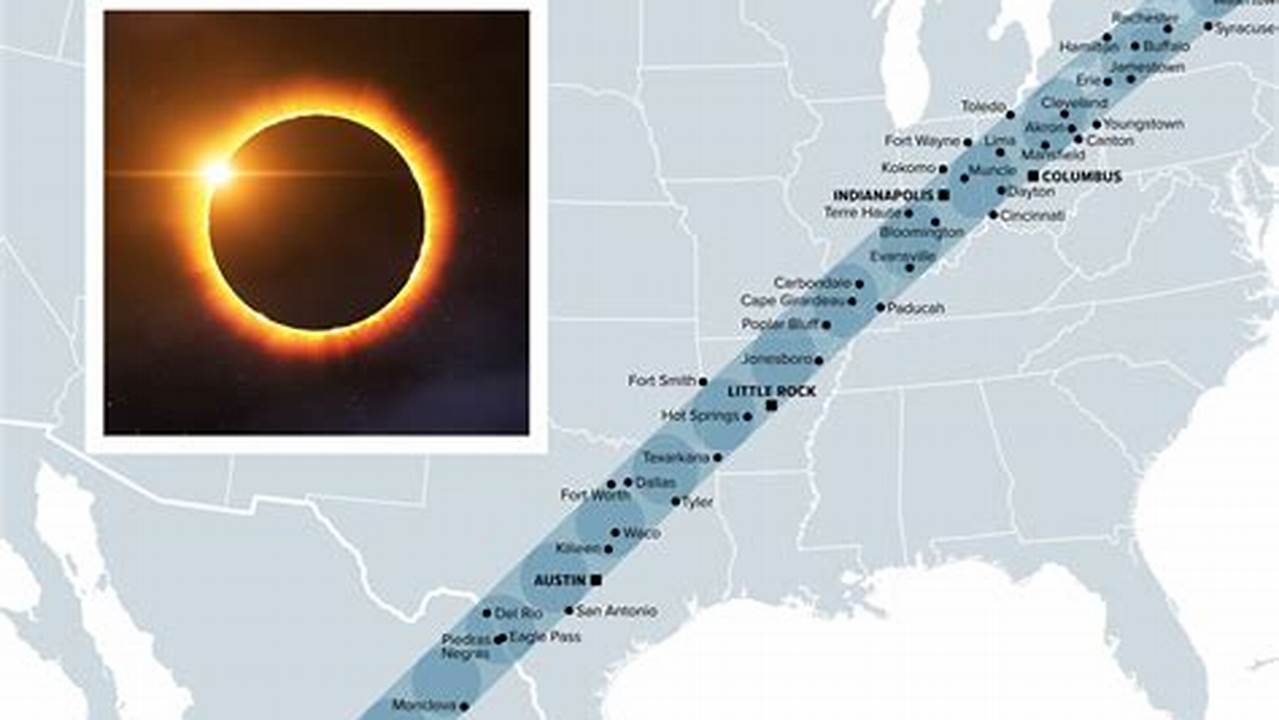 April 8th Solar Eclipse Path Map Today