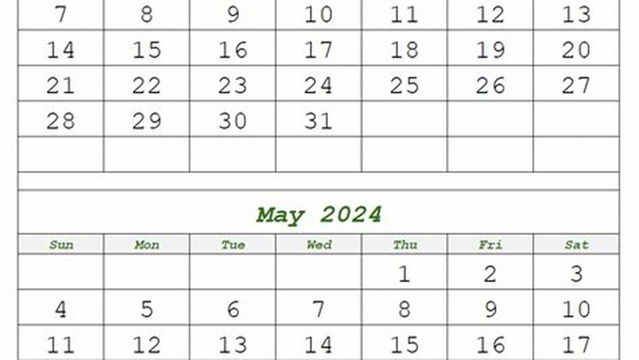 April And May 2024 Calendar Pdf Editorx