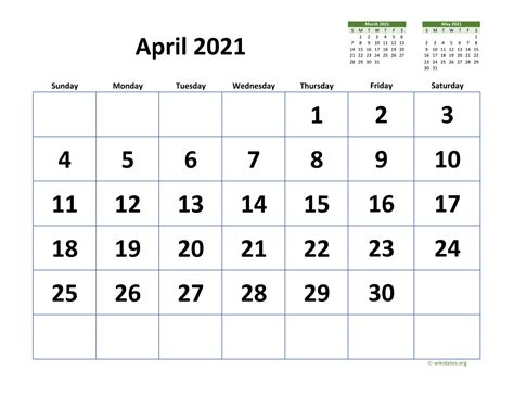 April 2021 Dates