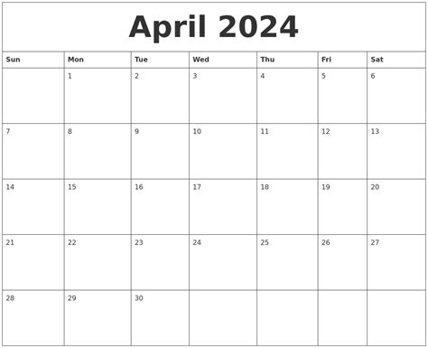 April 2924 Calendar