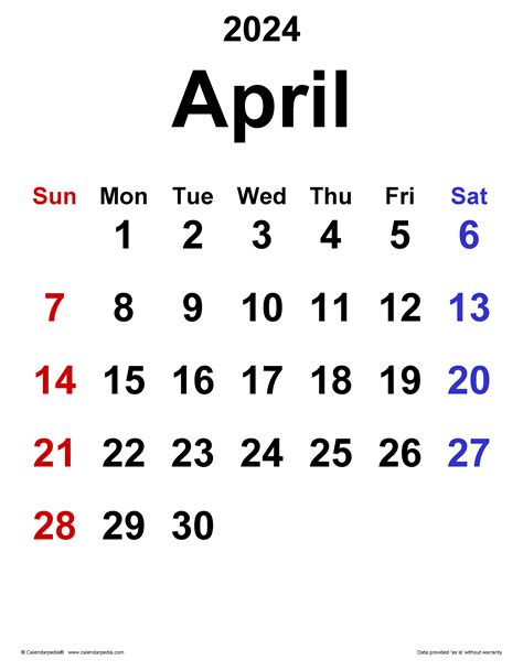 April 4 Calendar