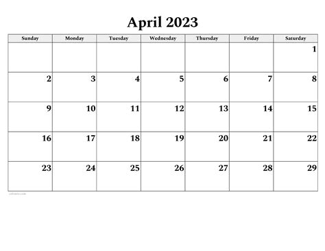 April 2023 Calendar (PDF Word Excel)