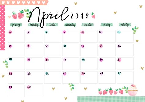 April Calendar Download
