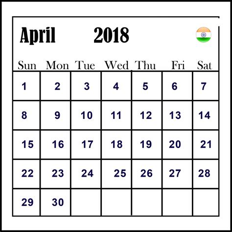 April Calendar Editable