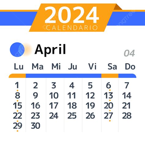 April Spanish Calendar