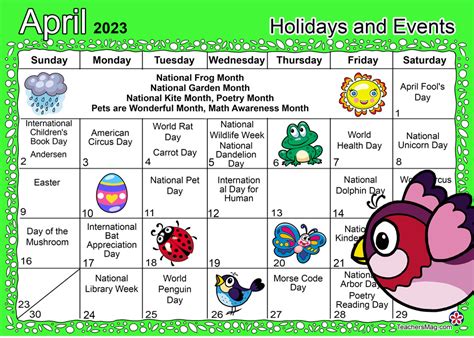 April Theme Calendar