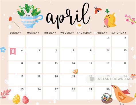 April Themed Calendar