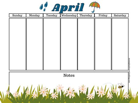 April Weekly Calendar