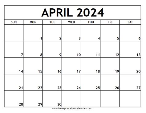 Aprils Printable 2024 Calendar Image