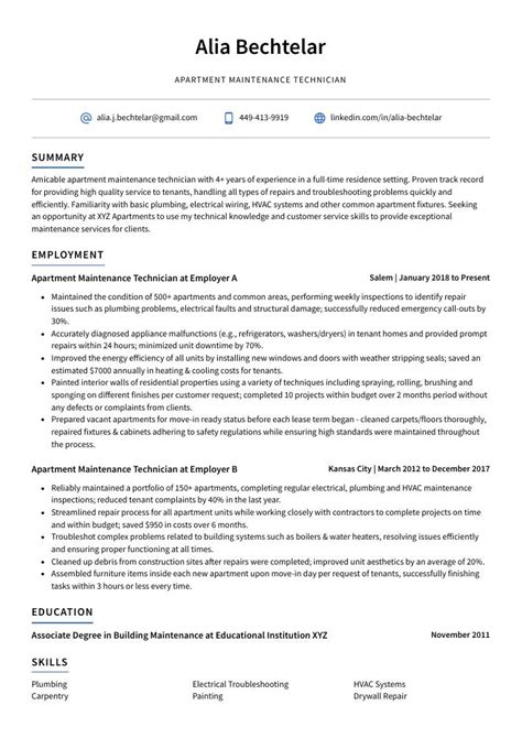 Apt Maintenance Resume