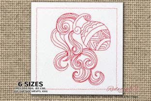 Aquarius Pattern Lineart Redwork Design Jesse C. Mault