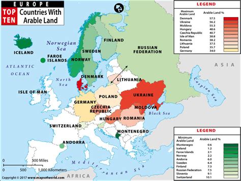 Arable Land Percentage Of Land Area On Europe Map