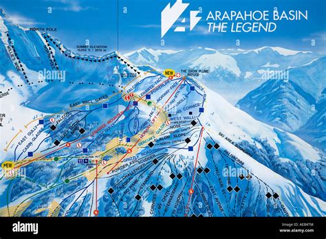 Map of Ski runs Arapahoe Basin Ski Resort Rocky Mountains Colorado USA