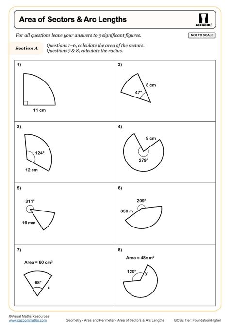 Arc Length And Area Of Sector Worksheet